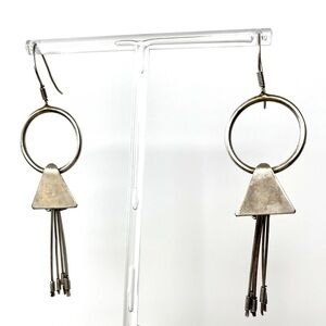 Sterling Silver Round Dangle Native American Style Earrings